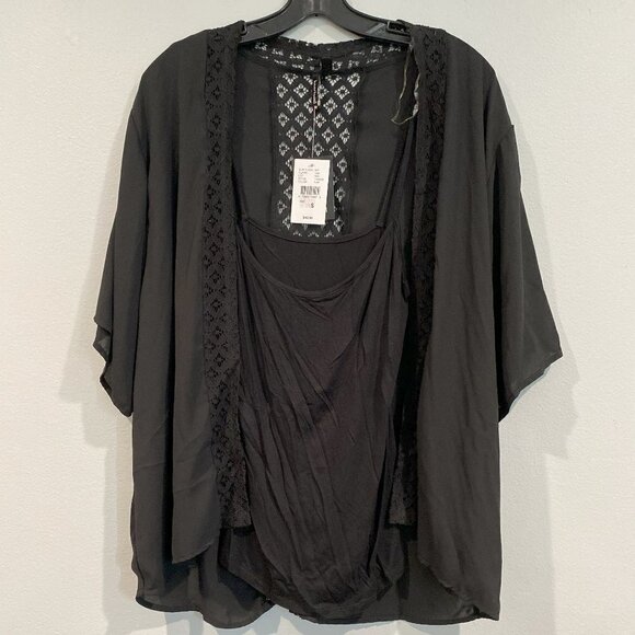 HeartSoul Tops - Heartsoul Black Lace Two Layer Blouse - Size Small